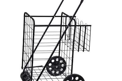 Black folding basket shopping trolley (5)