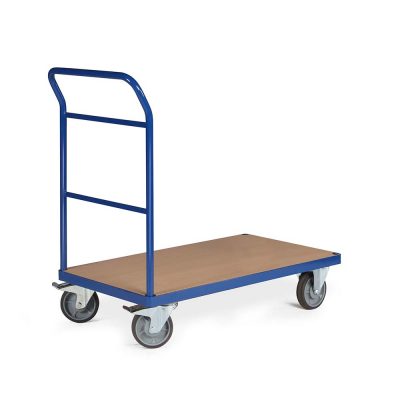 Blue wooden material handling trolley (3)