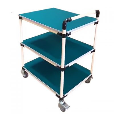 Green multi-layer material handling trolley (4)