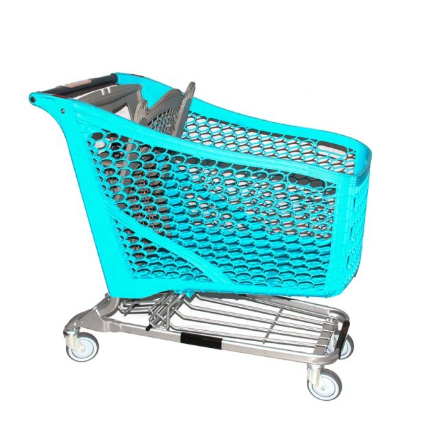 Green sturdy and durable plastic shopping trolley (1)