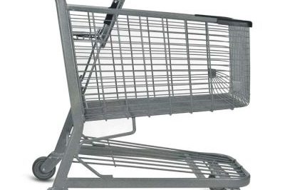 Grey metal supermarket shopping trolley (3)