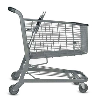 Grey metal supermarket shopping trolley (3)