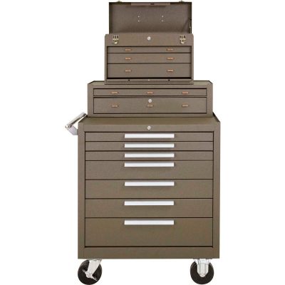 High brown multi-drawer tool trolley (4)