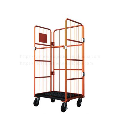 Orange foldable large industrial trolley (4)