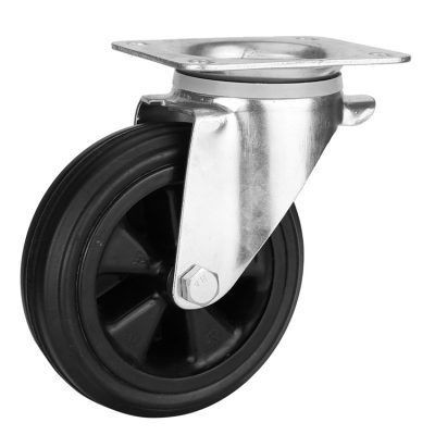 Rotating solid rubber industrial trolley casters (4)