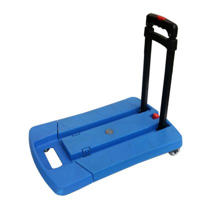 Small blue plastic platform trolley (6)