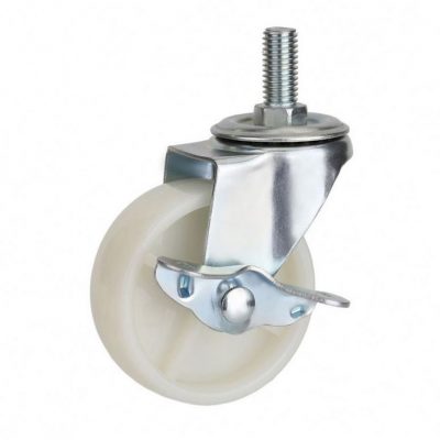 Small white PP fixed trolley wheel (2)