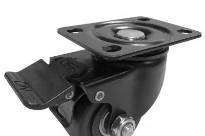 Trolley wheels with black rubber brakes (4)