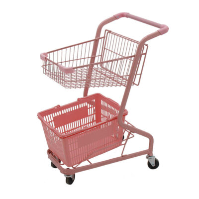 Small supermarket shopping trolley for grocery store use