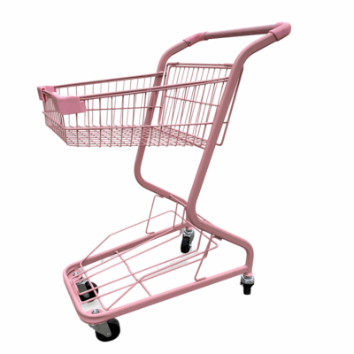 Small supermarket shopping trolley for grocery store use