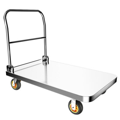 304 stainless steel foldable platform trolley for warehouses