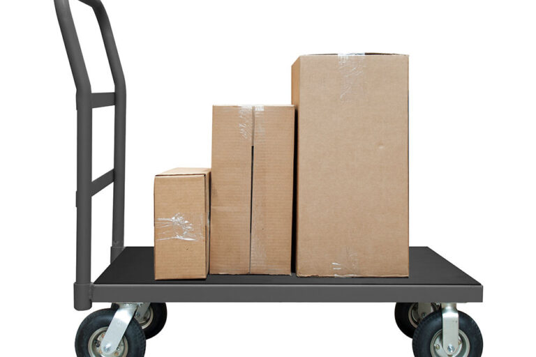 Durable Carbon Steel Heavy-Duty Platform Trolley (4) Heavy-duty carbon steel warehouse platform trolley