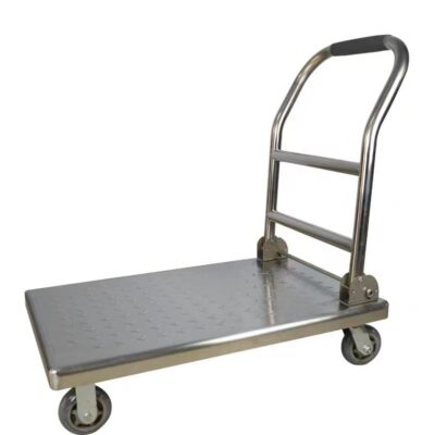 Cargo hauling platform trolley for warehouse and transport