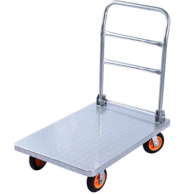 Cargo hauling platform trolley for warehouse and transport