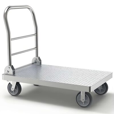 Cargo hauling platform trolley for warehouse and transport