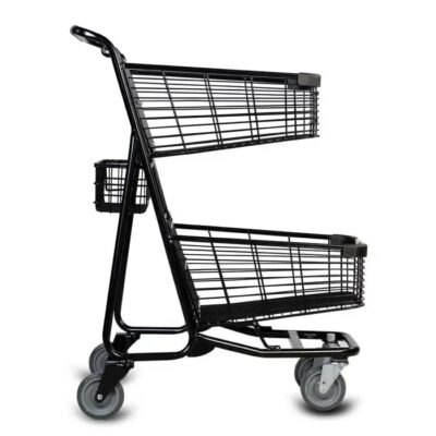 Premium double deck shopping trolley for supermarkets
