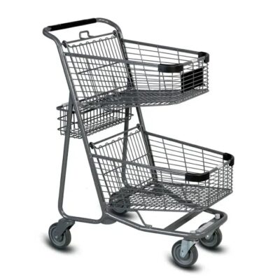 Premium double deck shopping trolley for supermarkets