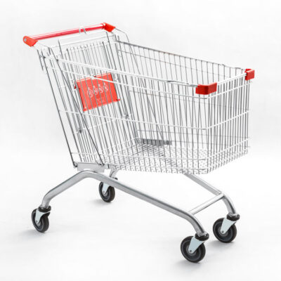 European style shopping trolley for supermarkets and grocery stores
