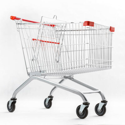 European style shopping trolley for supermarkets and grocery stores