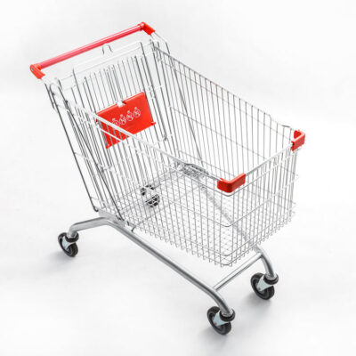 European style shopping trolley for supermarkets and grocery stores