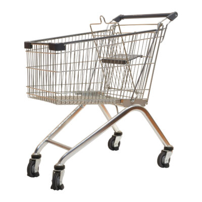 European style shopping trolley for supermarkets and grocery stores