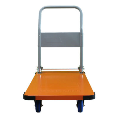 Heavy-duty foldable 4-wheel platform trolley for warehouse use