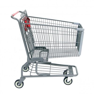 Heavy-duty supermarket shopping trolley for retail use