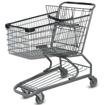 Heavy-duty supermarket shopping trolley for retail use