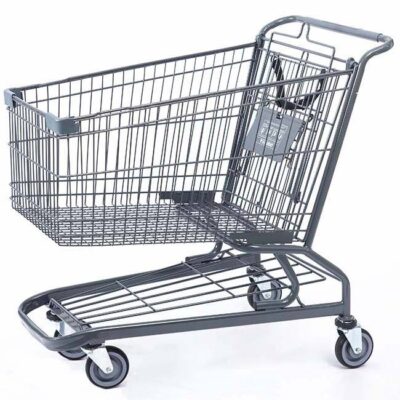 Heavy-duty supermarket shopping trolley for retail use
