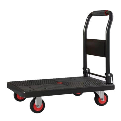 Portable foldable 4-wheel platform trolley for warehouses