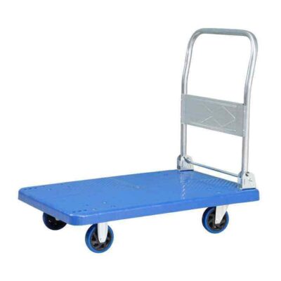 Portable foldable 4-wheel platform trolley for warehouses