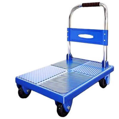 Portable foldable 4-wheel platform trolley for warehouses