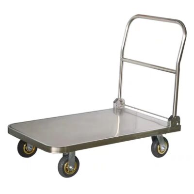 Stainless steel foldable industrial trolley for warehouse use
