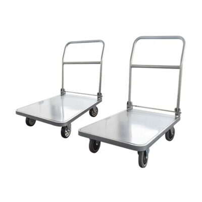Stainless steel foldable industrial trolley for warehouse use
