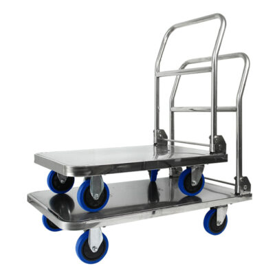 Stainless steel foldable industrial trolley for warehouse use