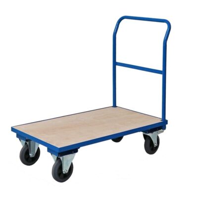 Warehouse cargo moving platform trolley with 4 wheels