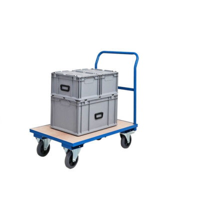 Warehouse cargo moving platform trolley with 4 wheels