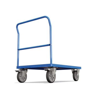 Warehouse cargo moving platform trolley with 4 wheels