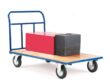 Warehouse goods handling platform trolley with foldable handle