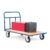 Warehouse goods handling platform trolley with foldable handle