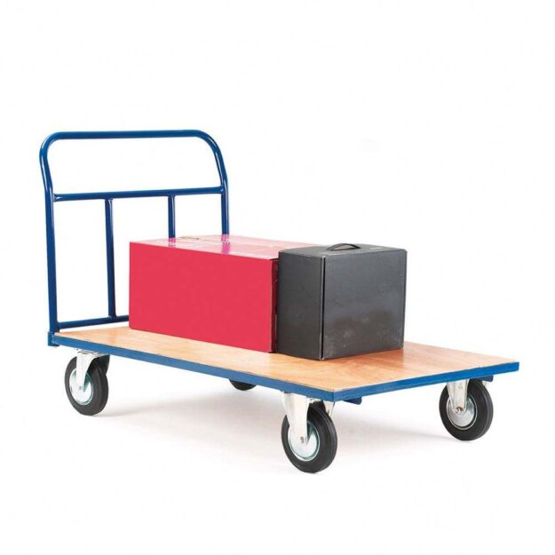 Durable Warehouse Goods Handling Platform Trolley (2) Warehouse goods handling platform trolley with foldable handle