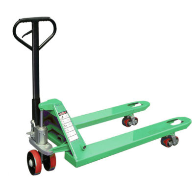 Warehouse loading hand pallet truck with reinforced frame
