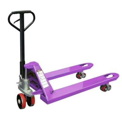 Warehouse loading hand pallet truck with reinforced frame