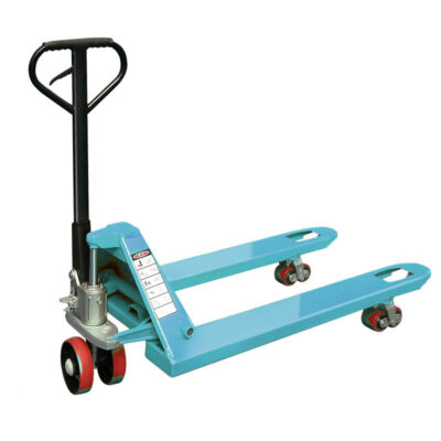 Warehouse loading hand pallet truck with reinforced frame