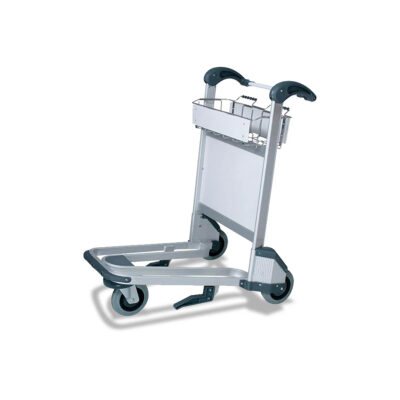 Heavy-duty airport luggage trolley with durable wheels