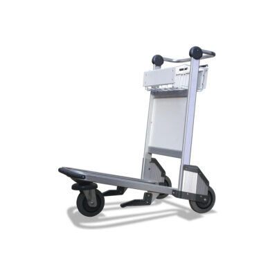 Heavy-duty airport luggage trolley with durable wheels