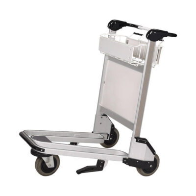 Heavy-duty airport luggage trolley with durable wheels