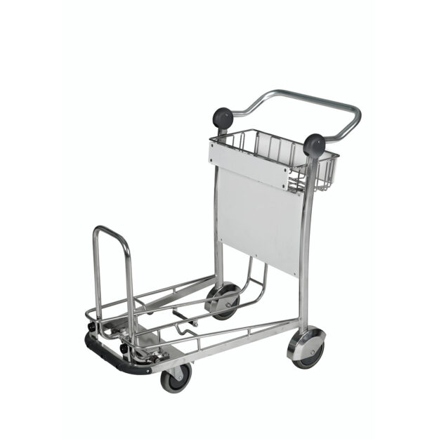 Heavy-Duty Stainless Steel Luggage Airport Trolley (4) Stainless steel airport trolley for heavy luggage transport