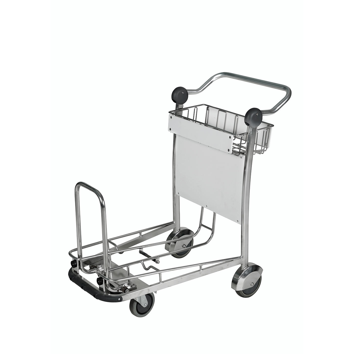 Heavy-Duty Stainless Steel Luggage Airport Trolley (4) Stainless steel airport trolley for heavy luggage transport