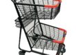 Durable double basket shopping trolley for supermarkets